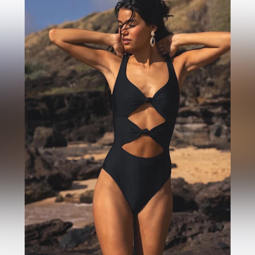 Lulu's Black Cutout One-Piece Swimsuit